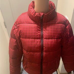 Red and Black Checkered Puffer Jacket
